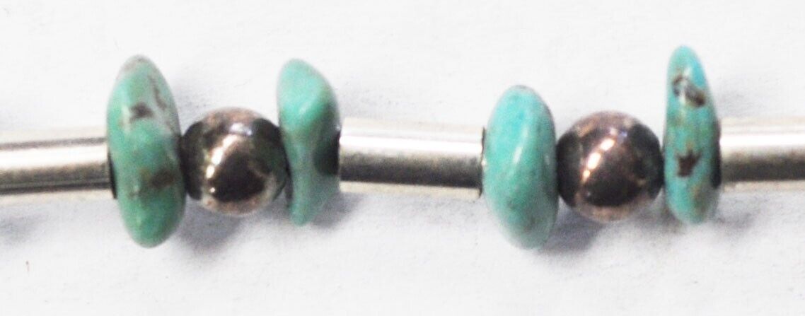 Sterling Jordan Turquoise Chunk Tube & Ball Bead Toggle Bracelet 7mm 6-3/4"