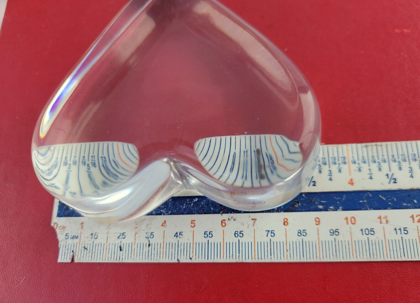 Vintage Baccarat Clear Crystal Signed Puffy Heart Paperweight Unboxed France