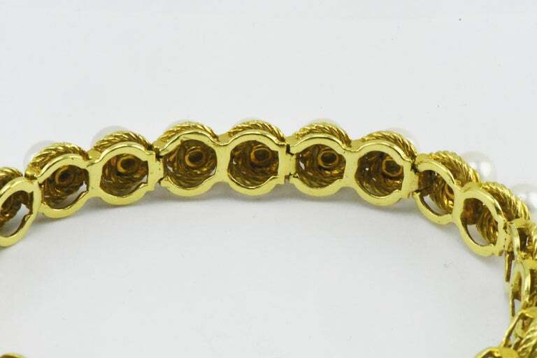 Vintage Hammerman Bros. 18 Karat Yellow Gold and 24 Pearl Bracelet, New York