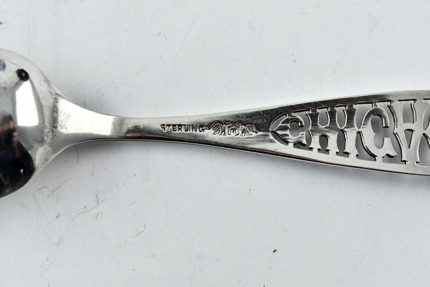 Chicago Illinois Sterling Silver 5 1/8" Souvenir Spoon By Manchester .45oz.