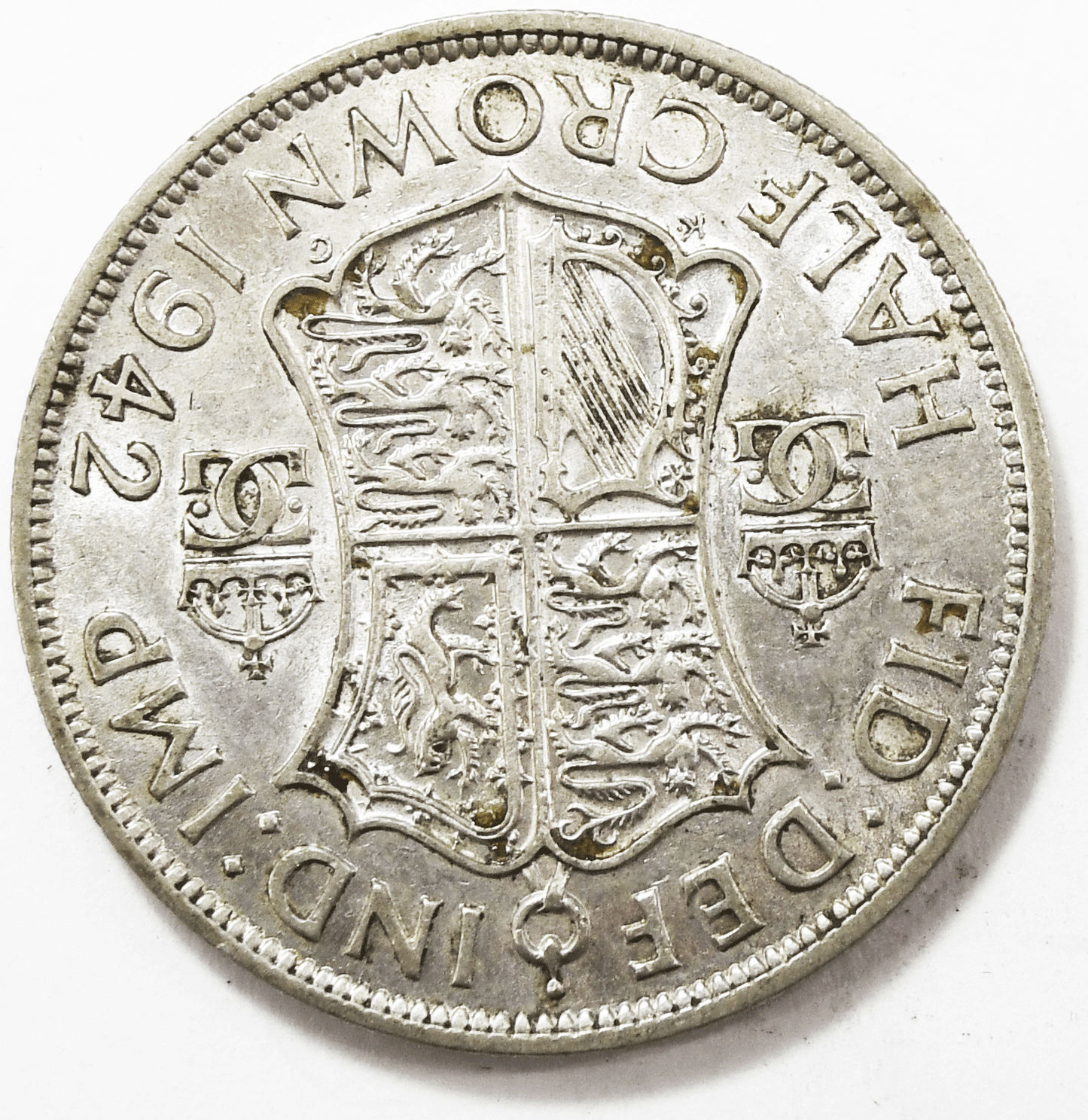1942 Great Britain Half 1/2 Crown KM# 856 Silver Coin