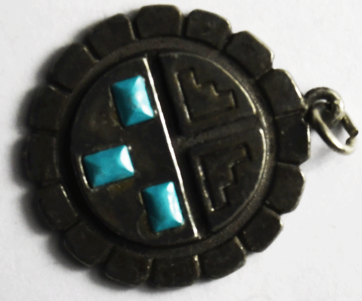 Vintage Sancrest Faux Turquoise Round Disc Charm 26mm