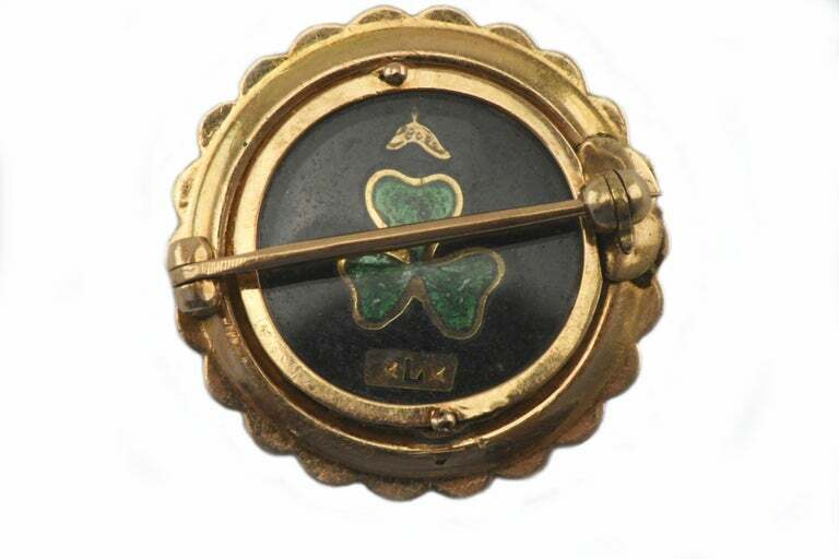 14kt Gold Douglas Hyde Ireland Campaign Pin Picture Pearls 1st Irish President