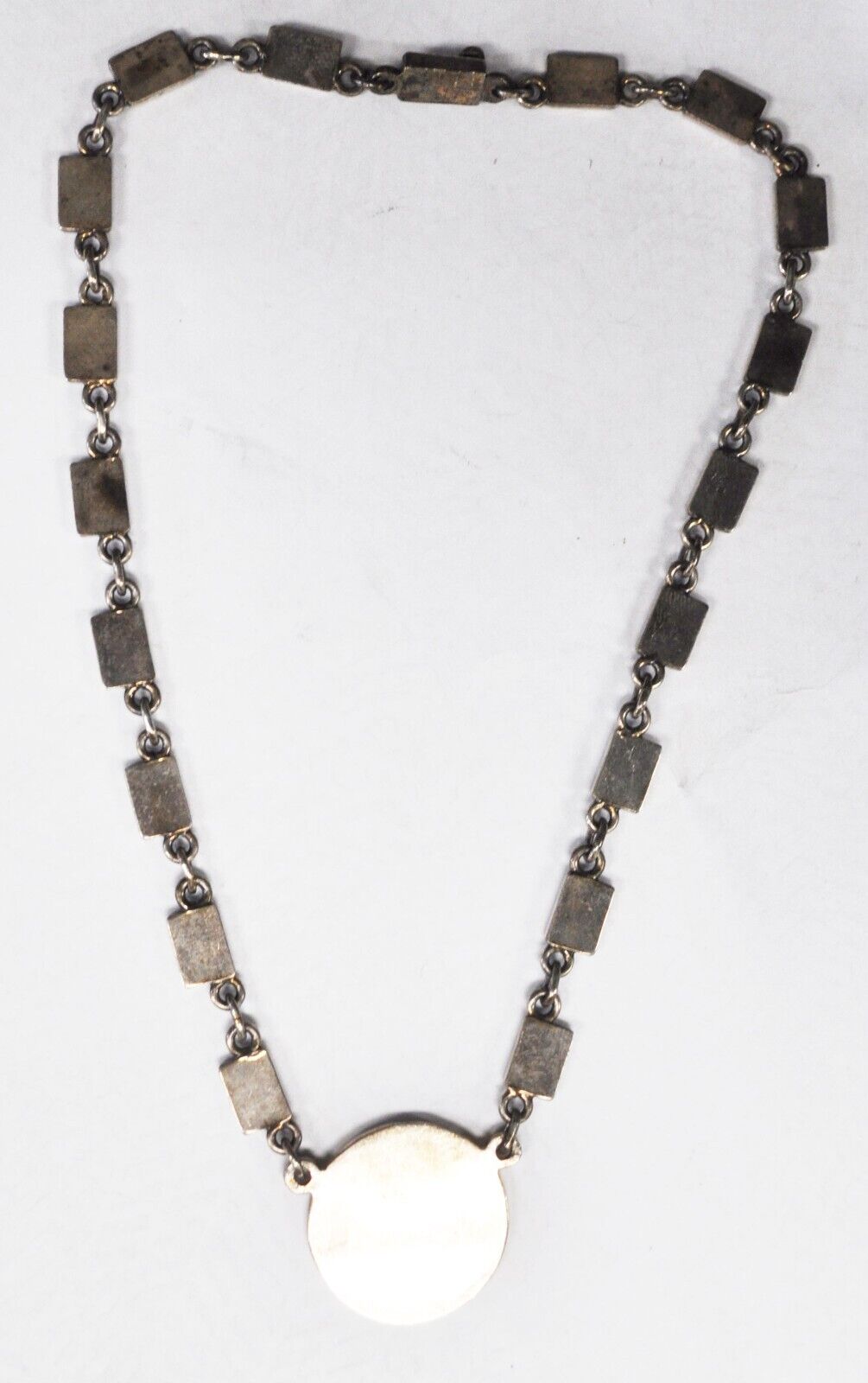 Sterling Mexico Blue Inlay Aztec 28mm Calendar 17" Necklace