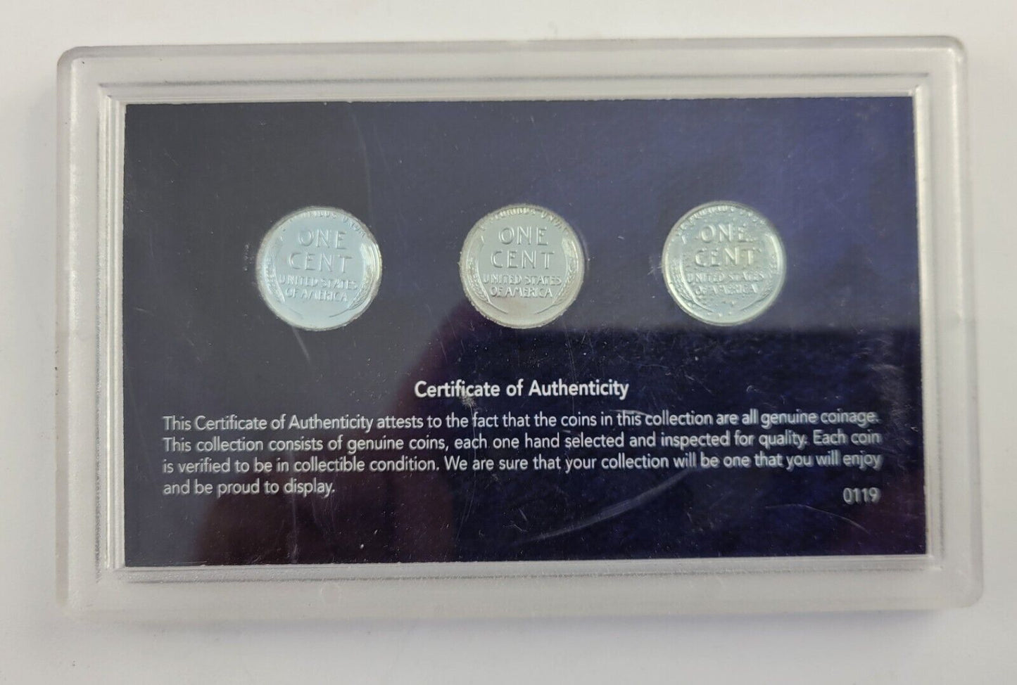 Complete 1943 Steel Penny Mint Mark Collection P D S Set of 3 w/ COA Hard Case