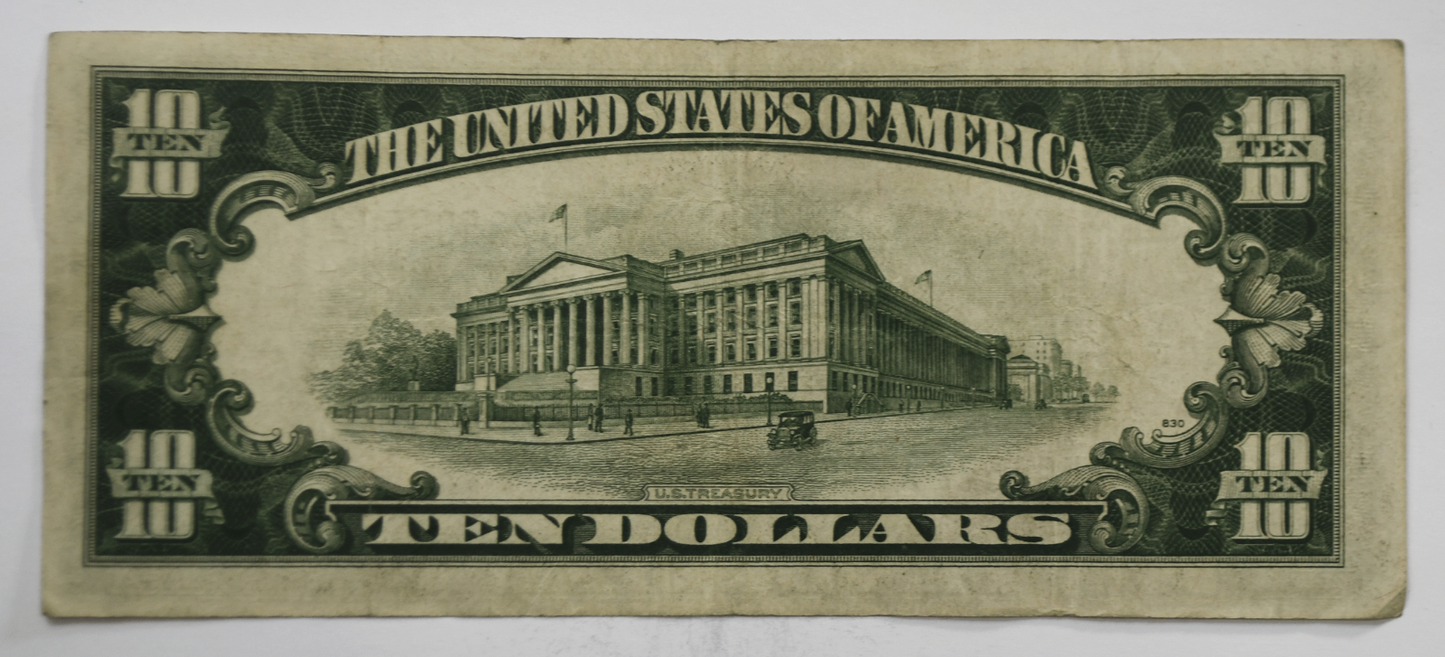 1934 A $10 Ten Dollars Federal Reserve Note J23596572A