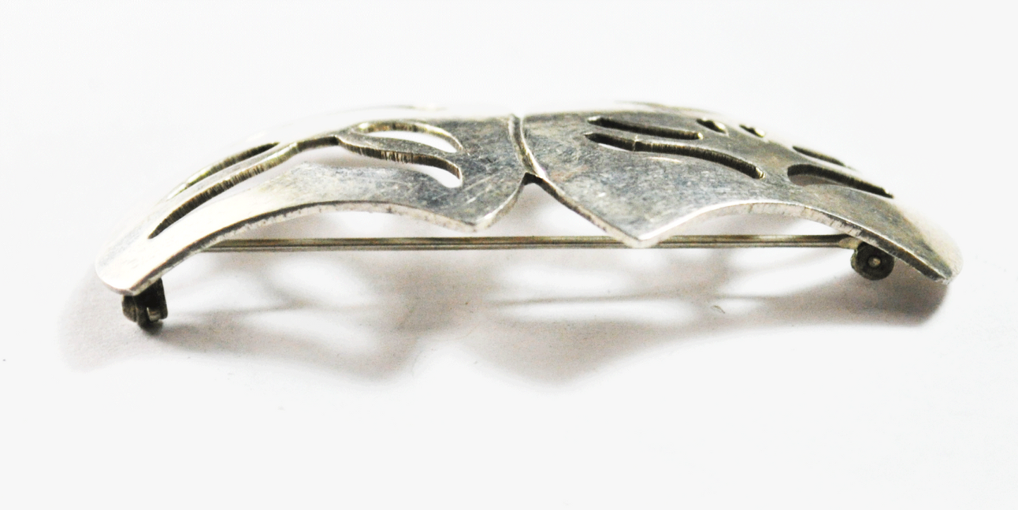 Sterling Mexico TS-01 Happy Sad Mask Greek Comedy Tragedy Brooch Pin 36 x 58mm