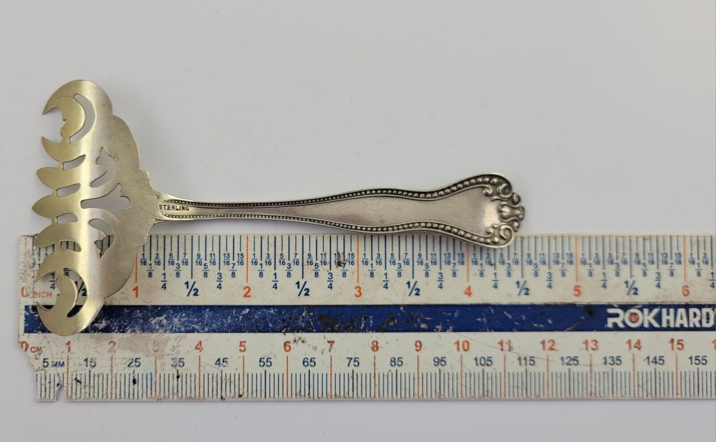 Antique Sterling Silver 4 1/2" Small Tined Sardine Serving Fork .42oz.