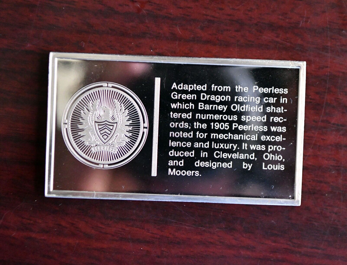 1905 Peerless Centennial Car Ingot Collection 1000 Grain Sterling Franklin Mint