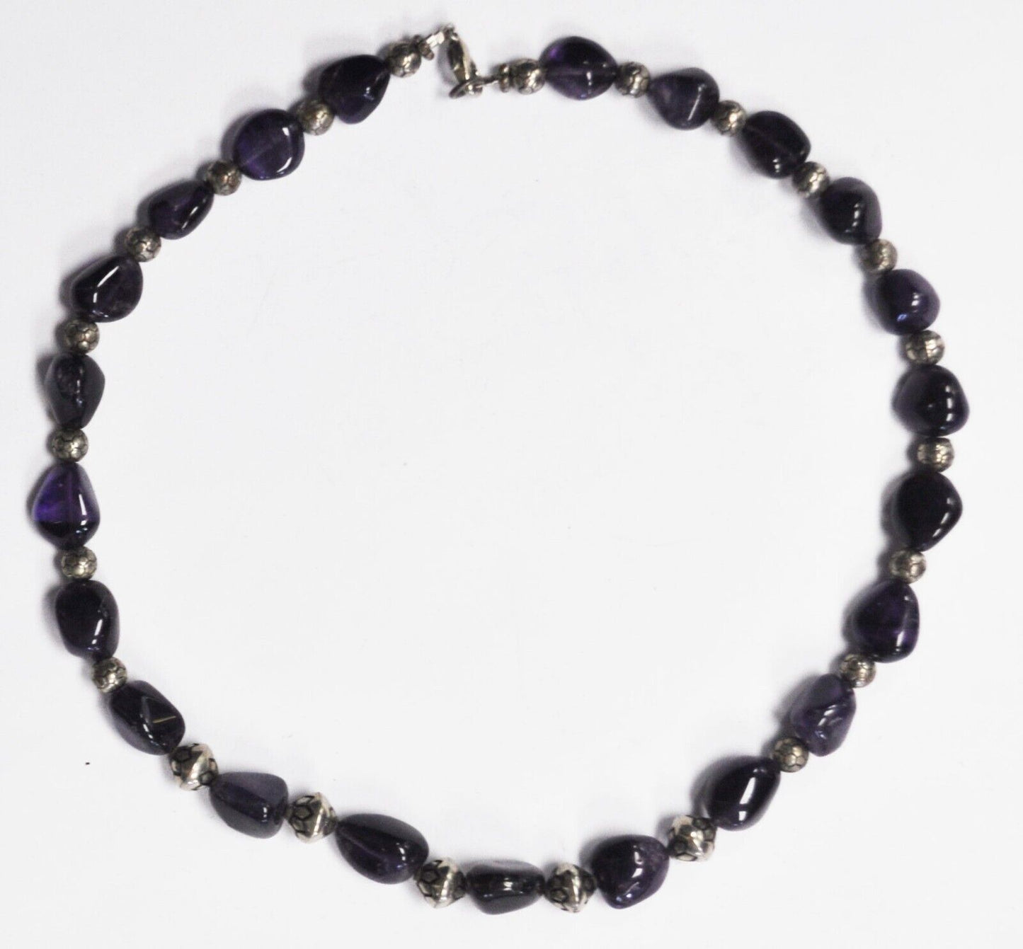 Silver Plated Amethyst Chunk Bead 12mm Necklace 18"