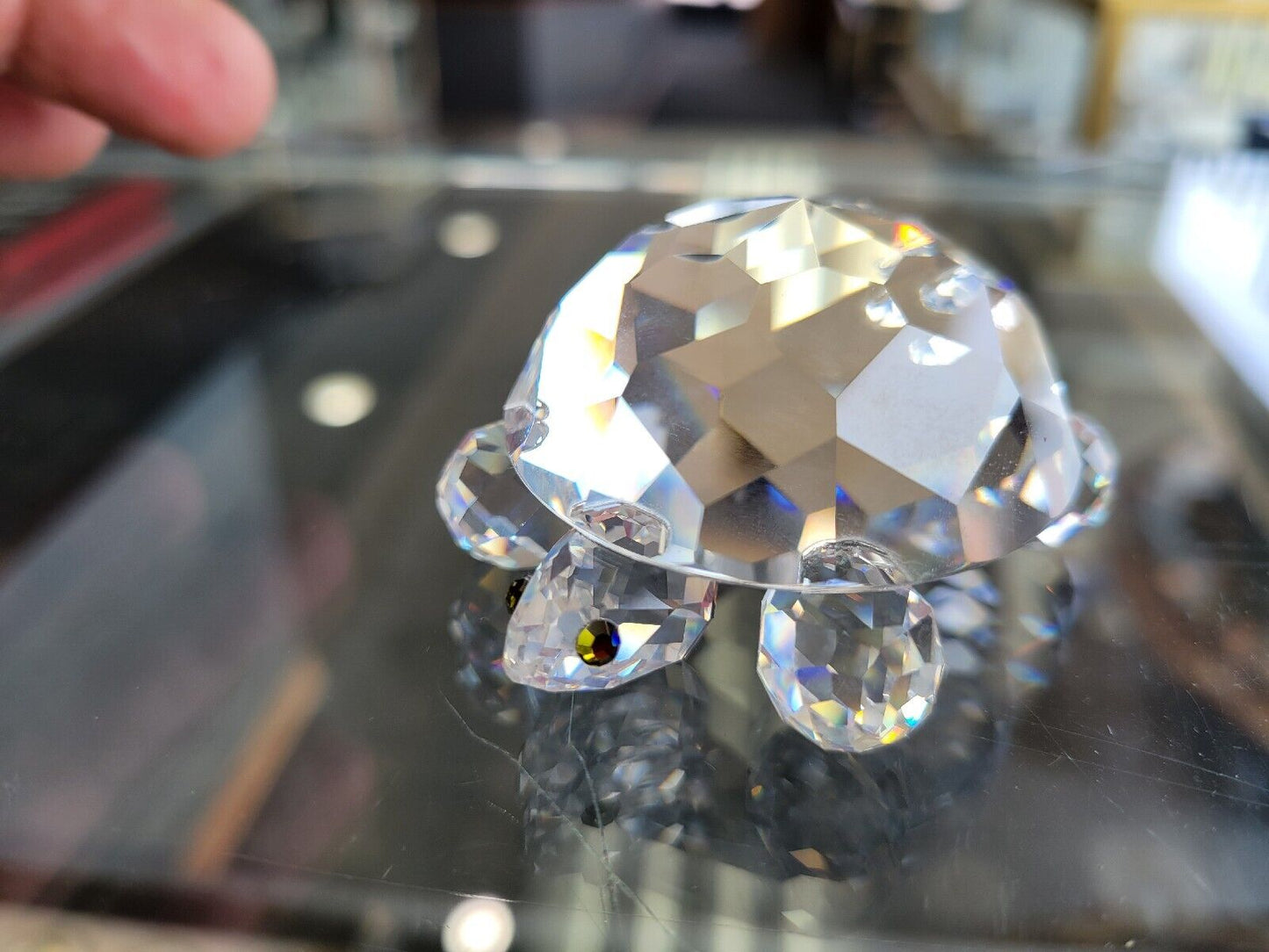 Swarovski Crystal Turtle w/ Green Eyes 7632 NR 045 In Original Box