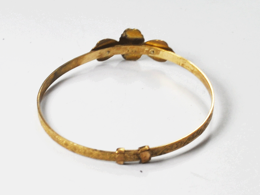 Vintage Gold Filled DB & Co 1-7/8" Child's Bangle Bracelet 12mm Ornate Floral
