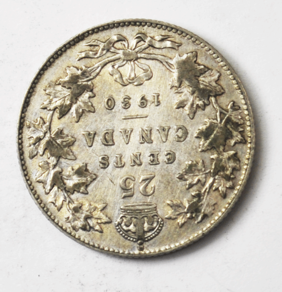 1930 Canada 25c Twenty Five Cents Silver Quarter KM# 24a