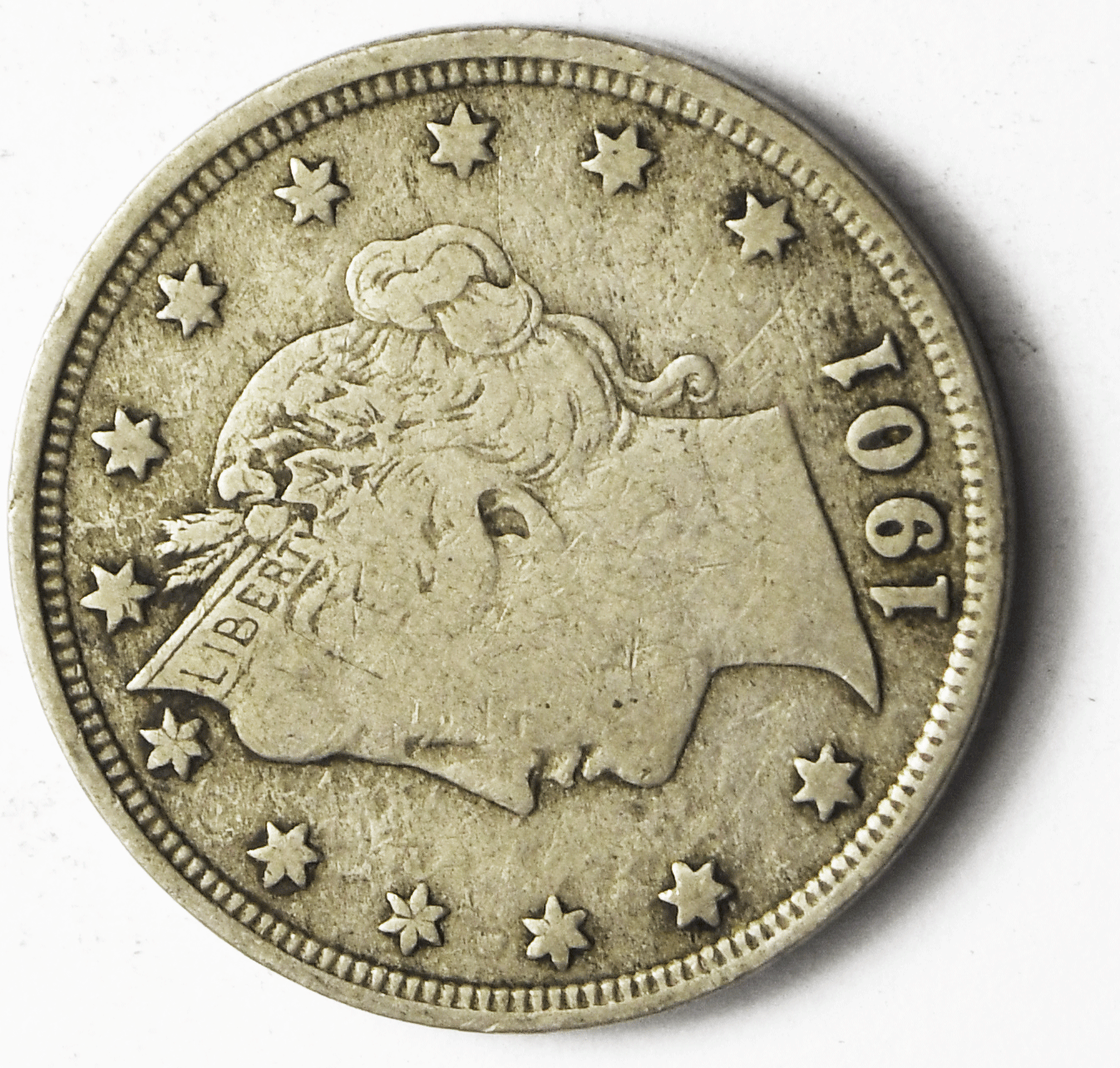 1901 5c V Liberty Nickel Five Cents Rare US Philadelphia