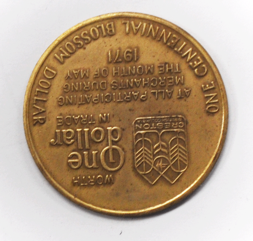 1971 Creston Valley Blossom Festival One Dollar Month of May 39mm