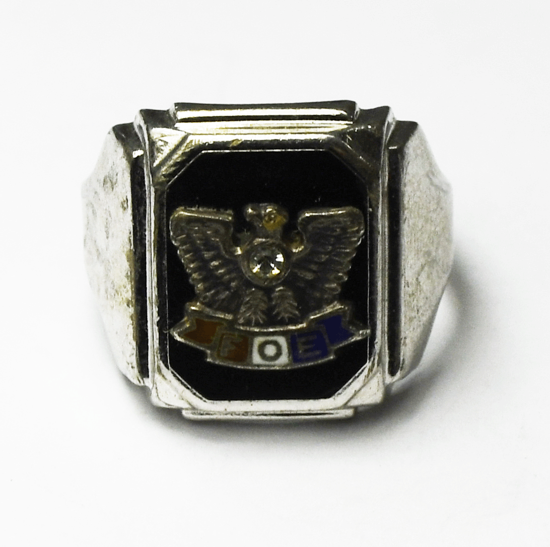 Sterling Silver FOE Fraternal Order of the Eagle Ring 17mm Size 9