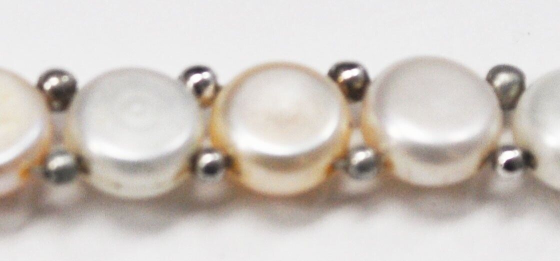 Sterling Silver Round Disc Pearl Multi Color Necklace 8mm 18"