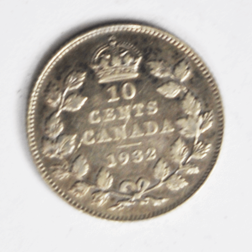 1932 10c Canada Silver Ten Cents KM# 23a