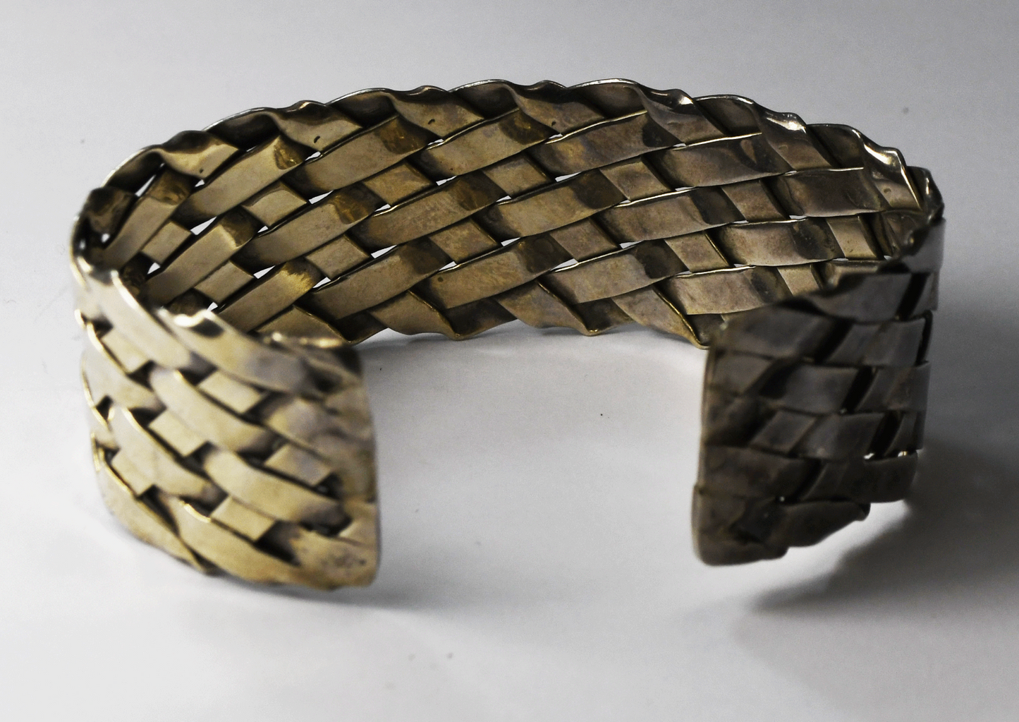 Sterling Silver Mesh Backet Weave Cuff Bracelet 25mm 7" Wrist 38.5g