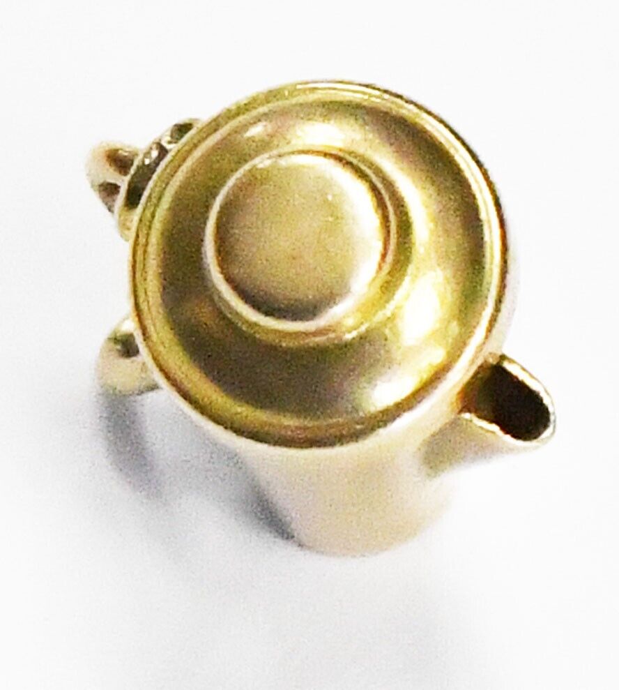 14k Gold Tea Pot Pitcher w Lid Charm 12mm x 11mm