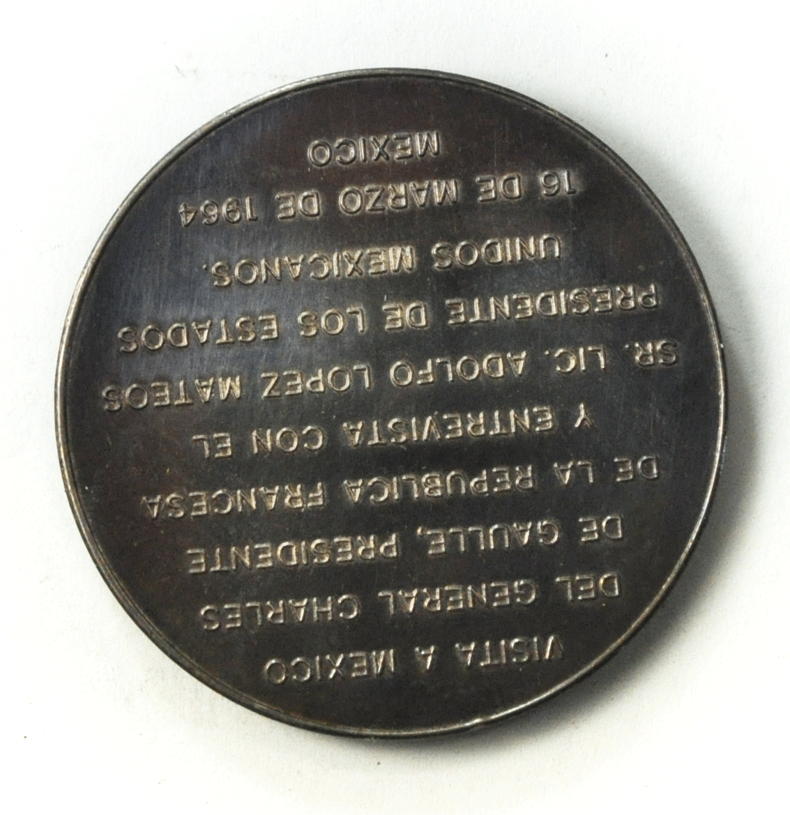 Mexico Republic Silver Medal 40mm Gualle Mateos March 16 1964