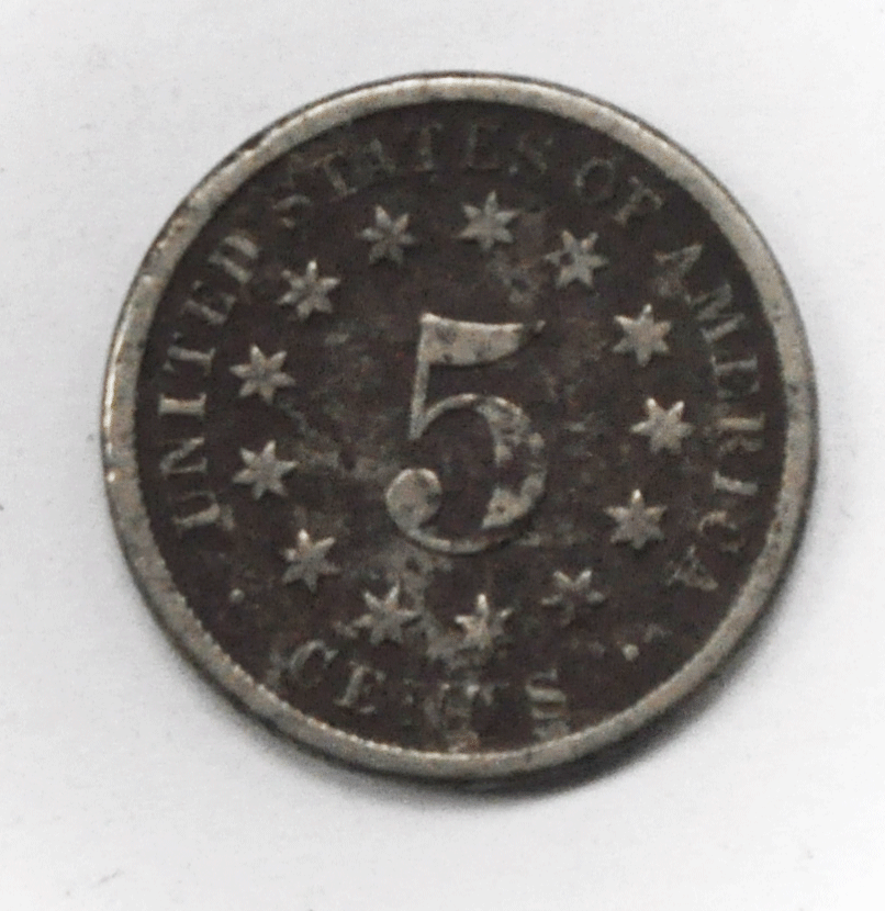 1870 5c Shield Nickel Five Cents US Coin
