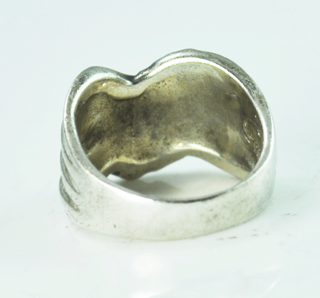 Sterling Silver Wave Stripe Curtain Fold Ring 15mm Band Size 7