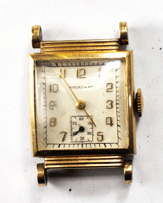 Vintage Broadway Consolidated Wristwatch Round Fancy Wheel Lugs 22mm
