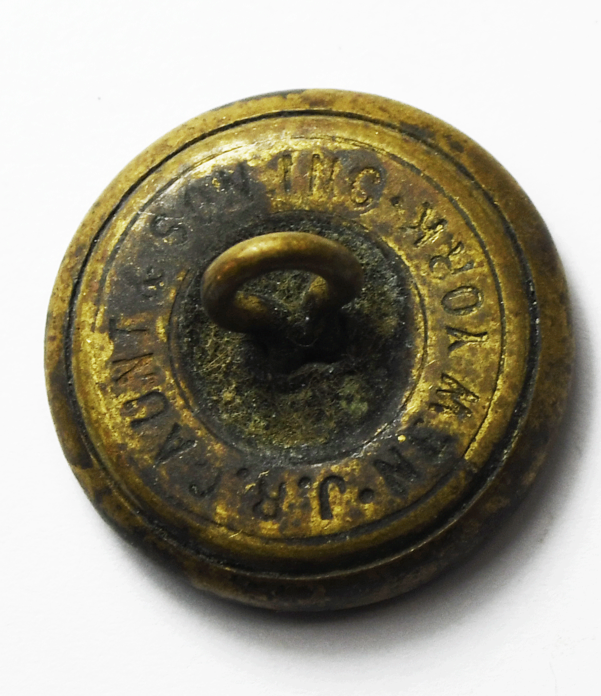 Vintage Police Round Brass Flat Button 23mm Caunt & Son New York