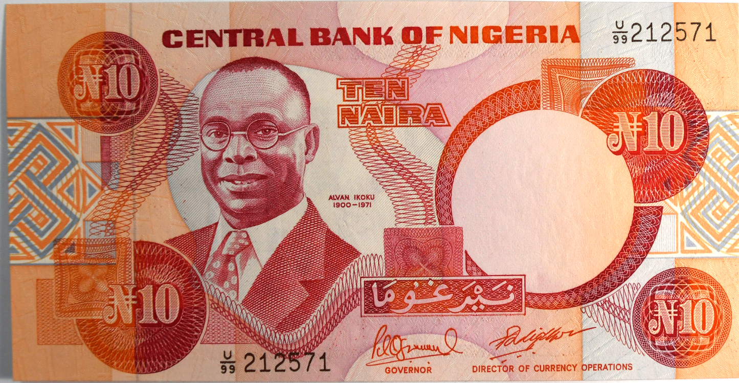 Nigeria 10 Ten Naira Uncirculated Banknote U/99 212571