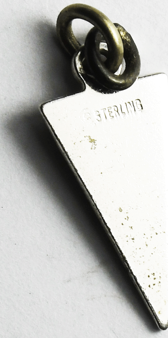 Sterling Nallwood Junior High OP Kansas Red Enamel Pennant Charm 19mm x 9mm