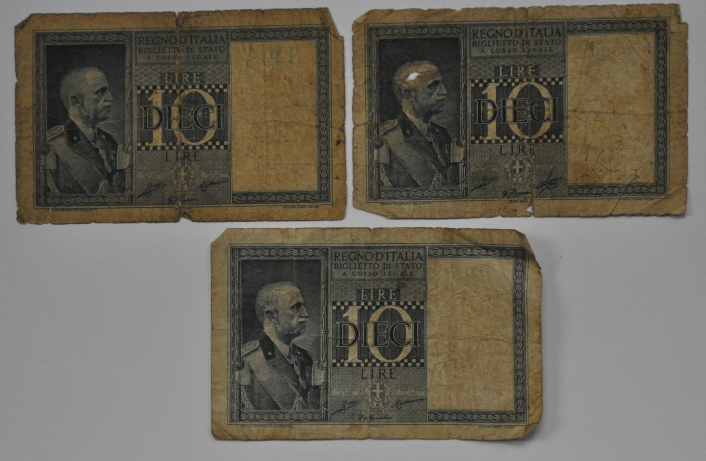 Lot of 17 1935 1939 1940 & 1944 Italy 1 2 5 & 10 Lire Notes