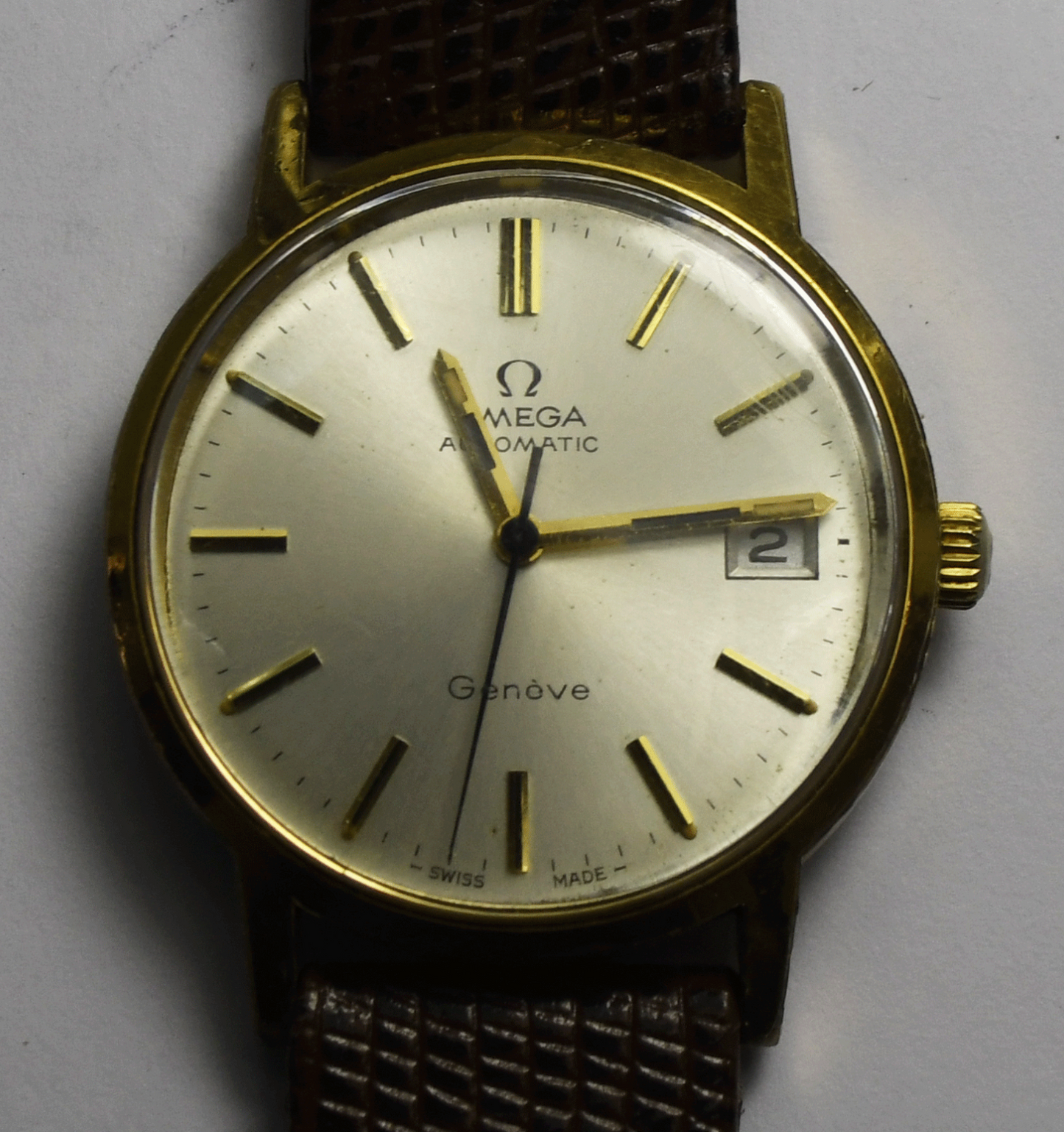 1973 Men's Omega Automatic Geneve Date 1012 GEP 35mm 166.0163 Not Running