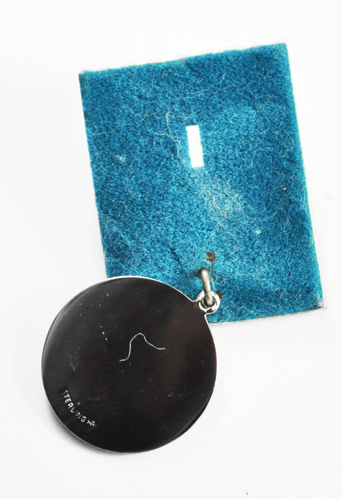 Sterling Round Circle Disc Golfer Swinging Club Enamel Charm 21mm