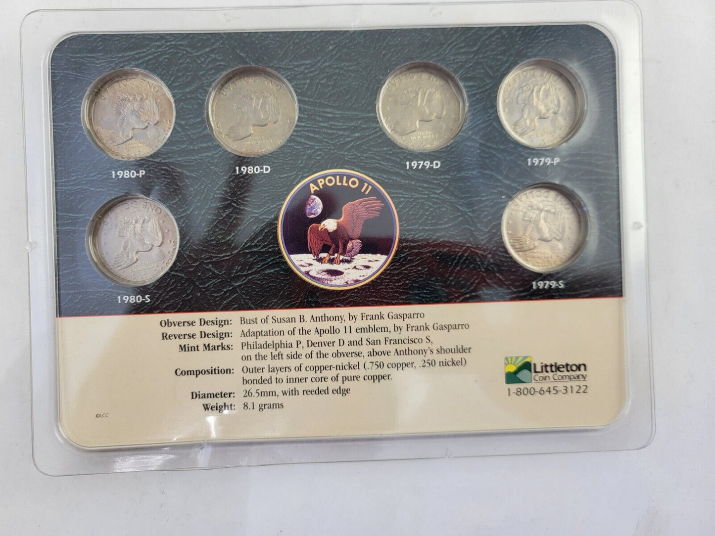 Susan B Anthony Dollar Set 1979 & 1980 Apollo 11 Littleton