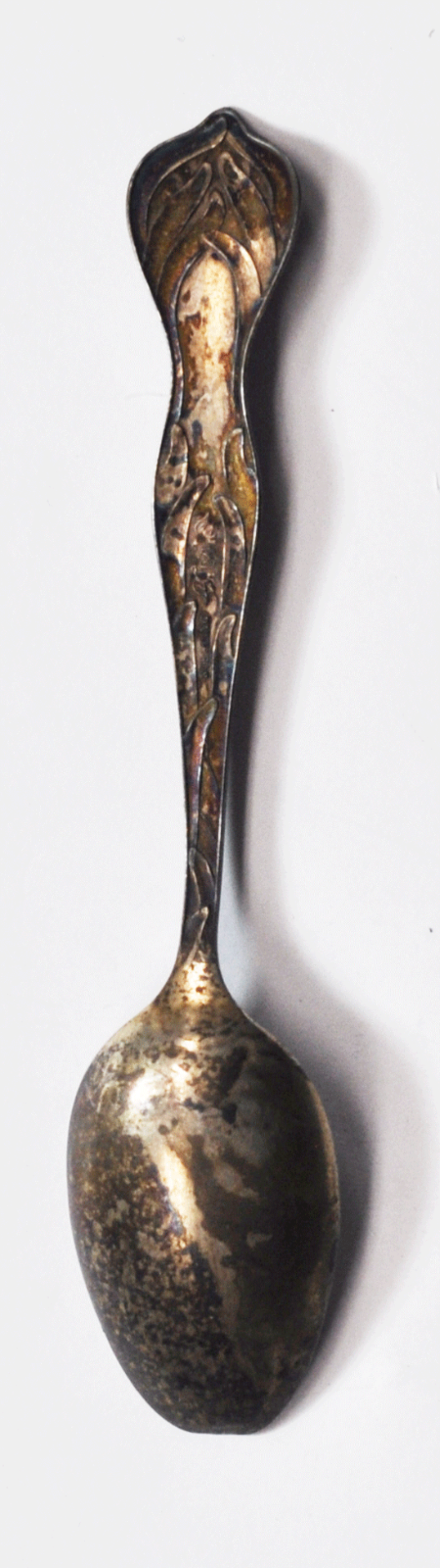 Sterling Baker Manchester Enamel Bowl Sterling Souvenir Spoon Potsdam NY 5-1/4"