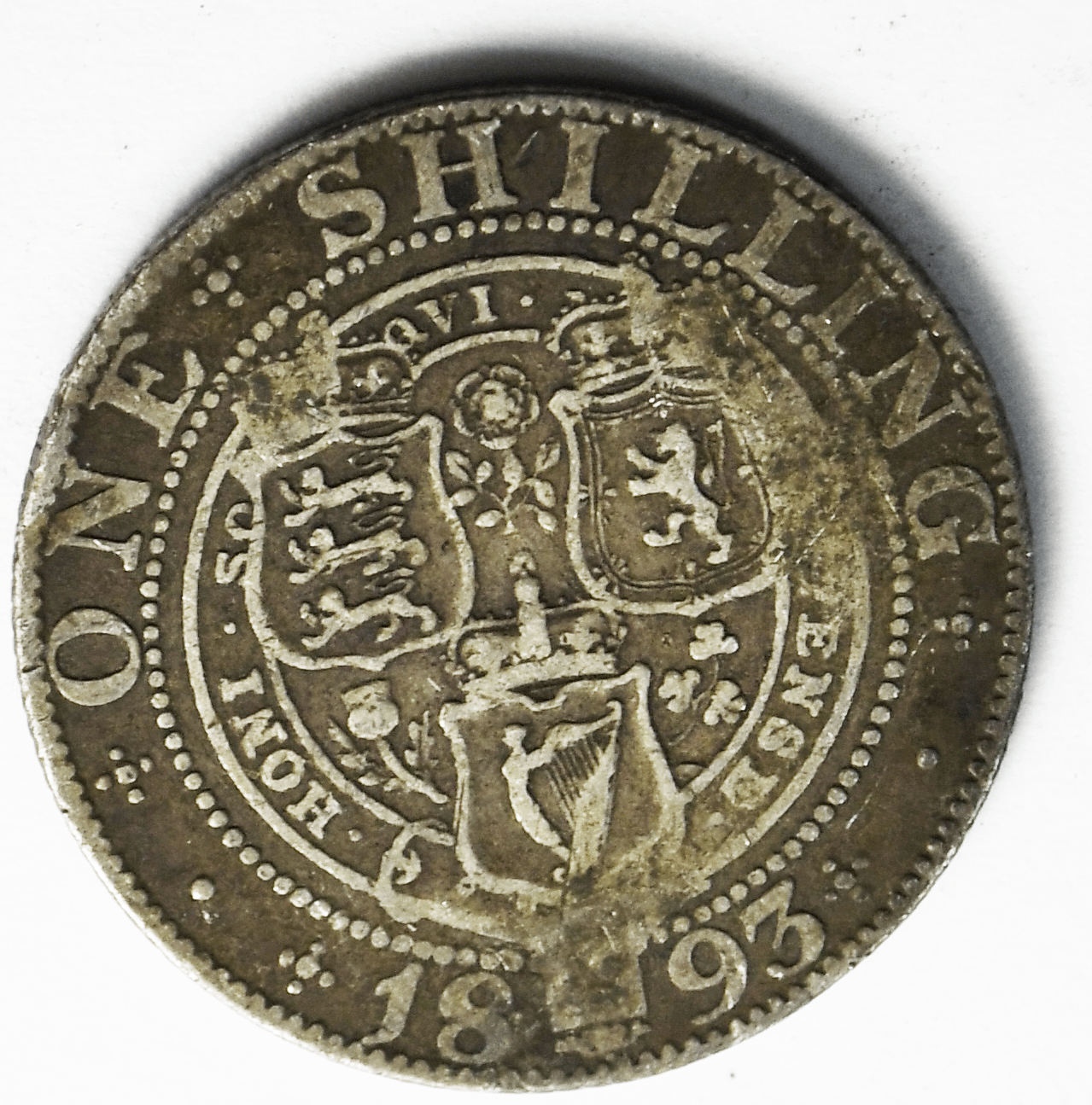 1893 Great Britain One Shilling Silver Coin KM# 780