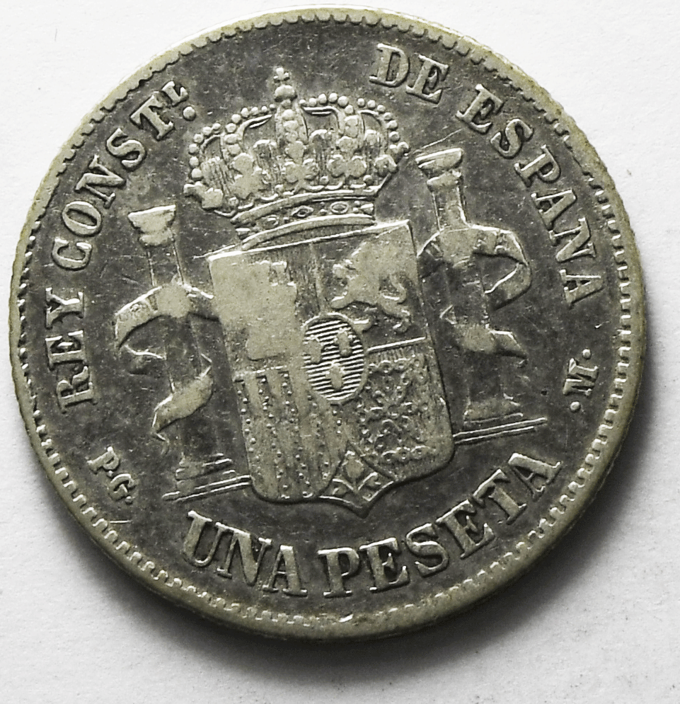 1891 (91) PG-M Spain Silver One Peseta KM# 691