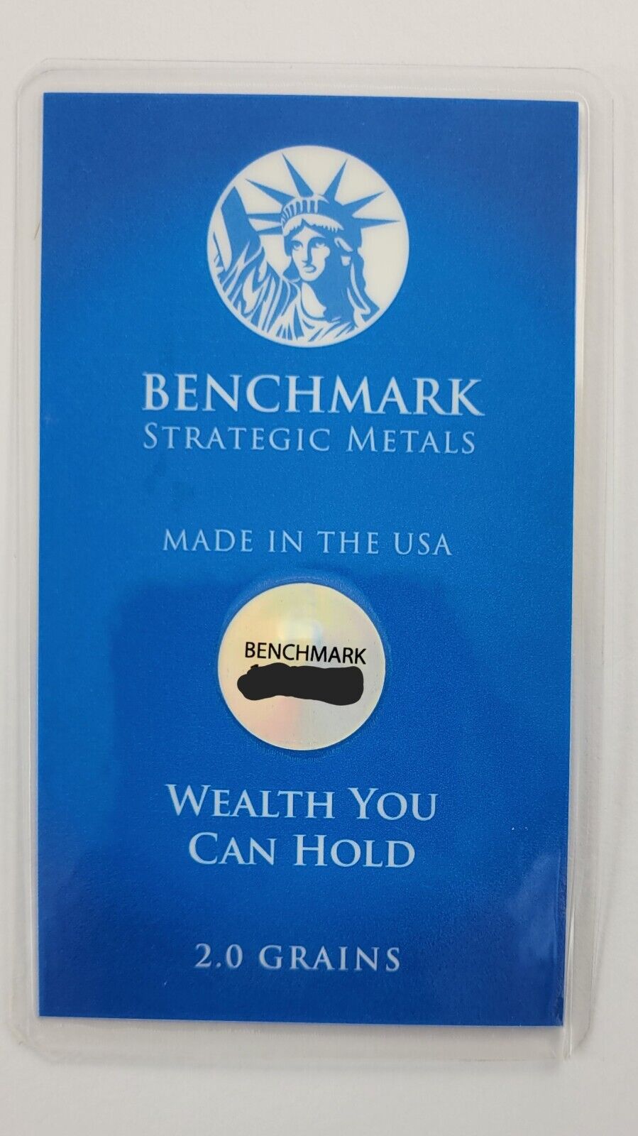 2 Grain .999 FINE GOLD BAR BENCHMARK STRATEGIC METALS Certified USA Sealed