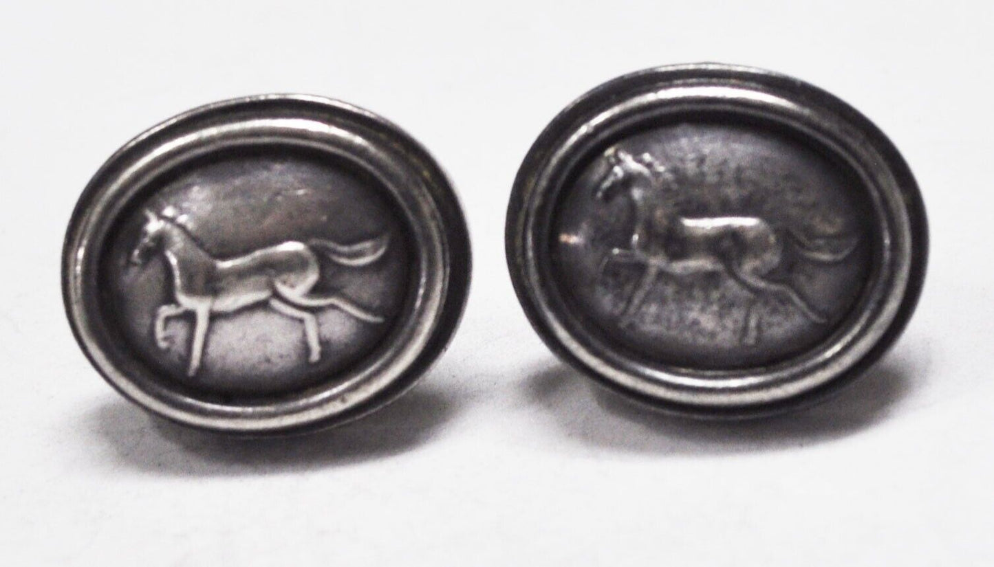 Sterling Silver Kieselstein Cord Horse Equestrian Clip On Earrings 24mm x 20mm