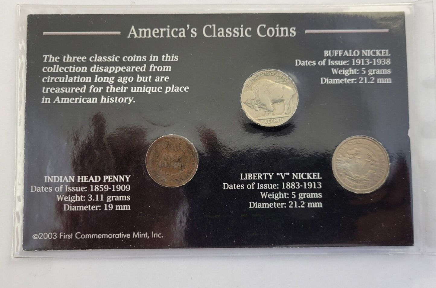 America's Classic Coins 1901 Indian Head Cent, 1936 Buffalo Nickel, 1911 Nickel