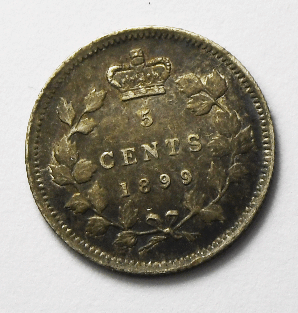 1899 Canada 5c Silver Five Cents KM# 2