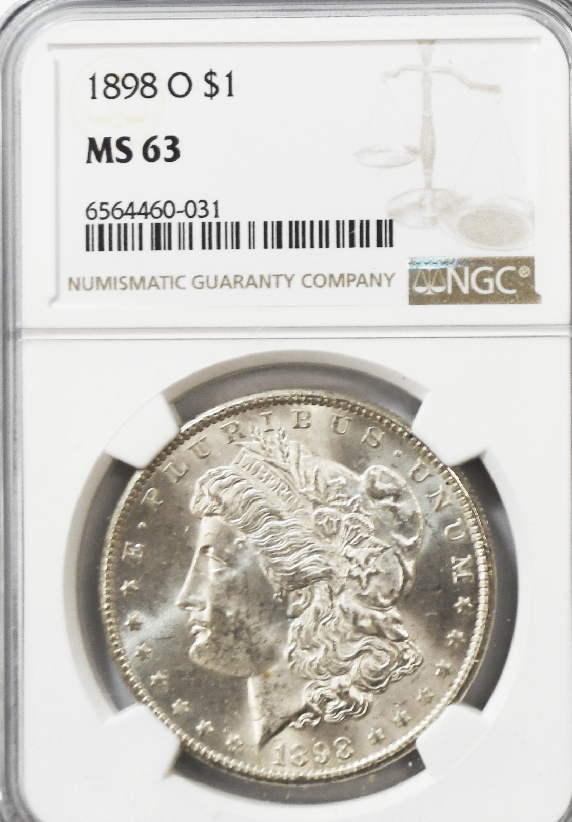 1898 O $1 Morgan Silver Dollar MS63 NGC Uncirculated New Orleans