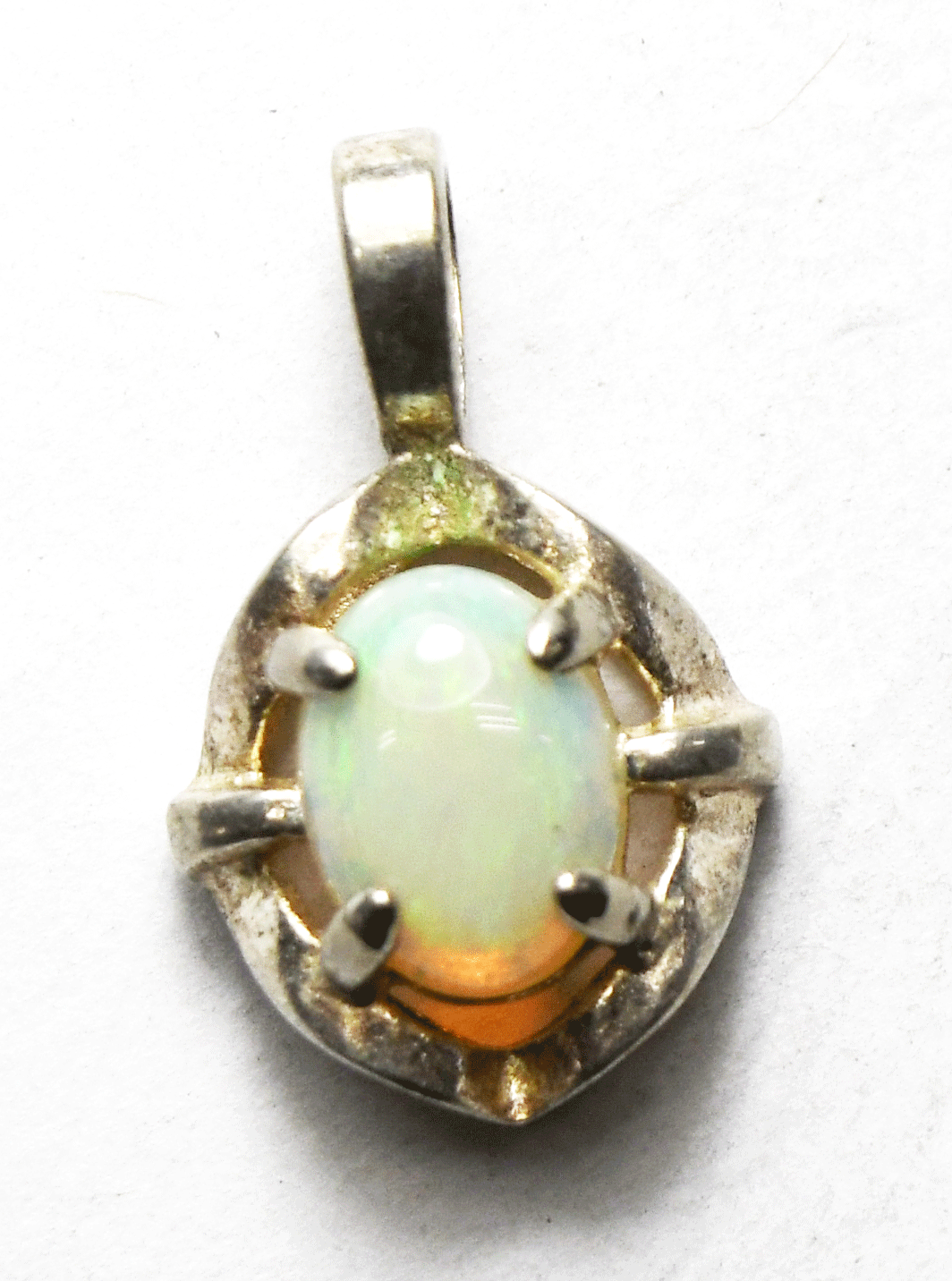 Sterling Silver PPC Oval Opal Pendant 18mm x 11mm
