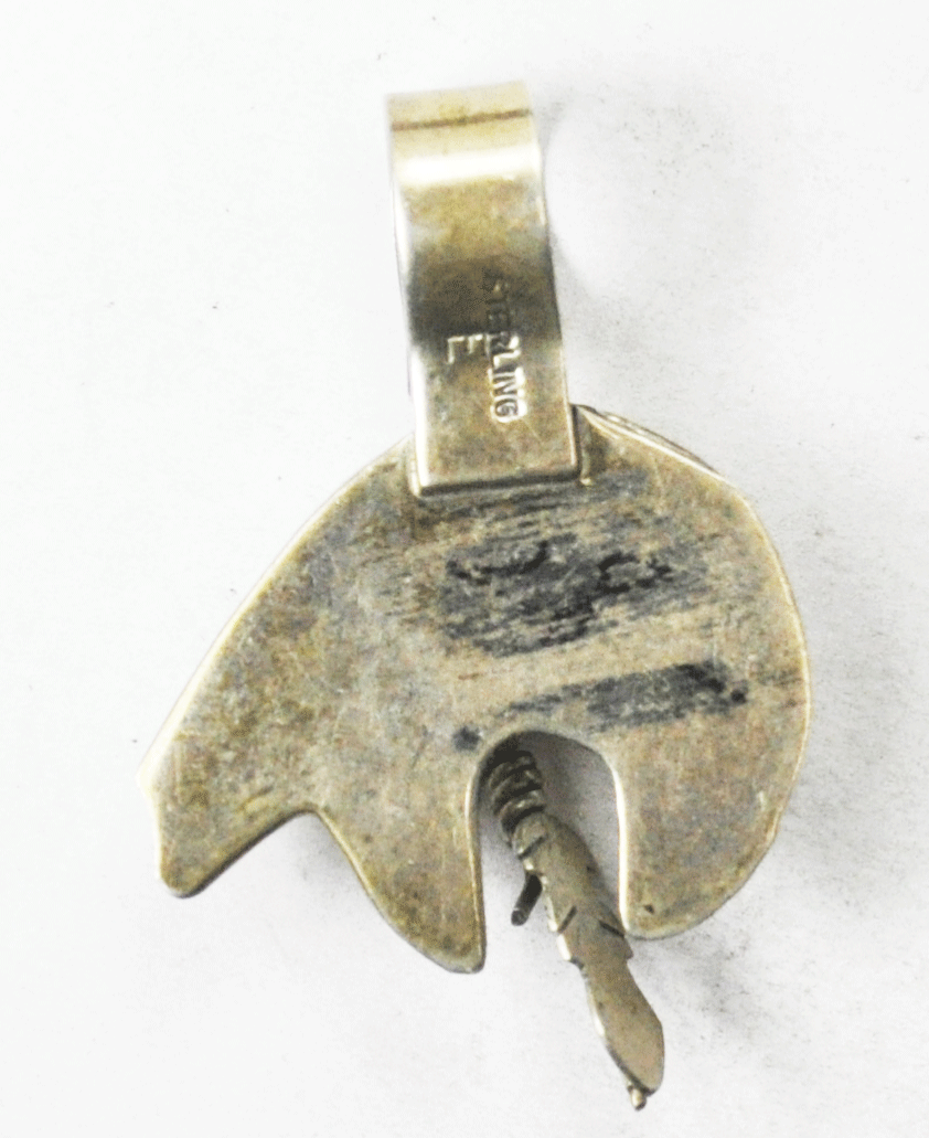 Sterling Silver Ella Cowboy Turquoise Bear Pendant Feather Charm 37mm x 28mm