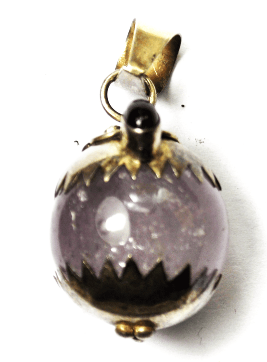 Vintage Sterling Silver Round Amethyst Ball Pendant 1.5" Large Bale Grape
