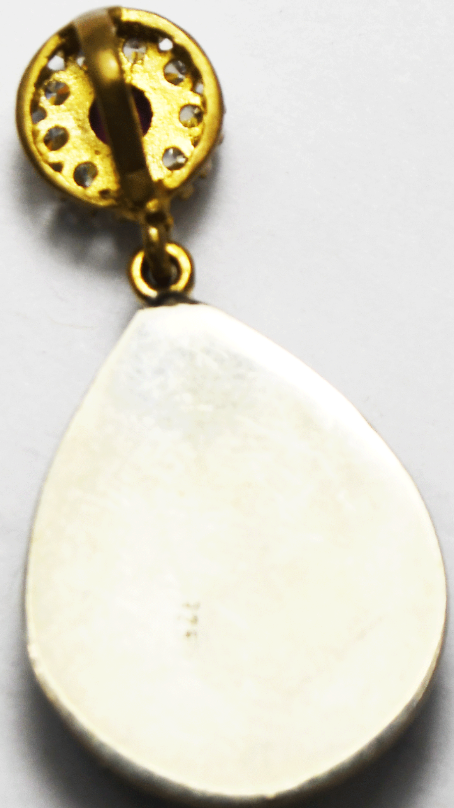 Sterling Silver Black Onyx Teardrop 2-Tone CZ Halo Pendant 42mm x 23mm