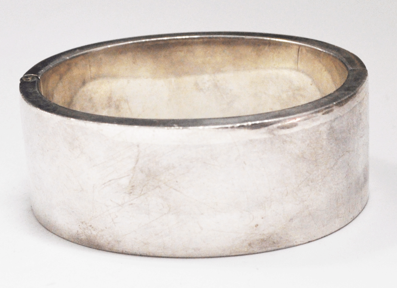 Large 950 Silver Mexico Amber Spring Hinged Cuff Bracelet 27mm 8-1/4" 114g