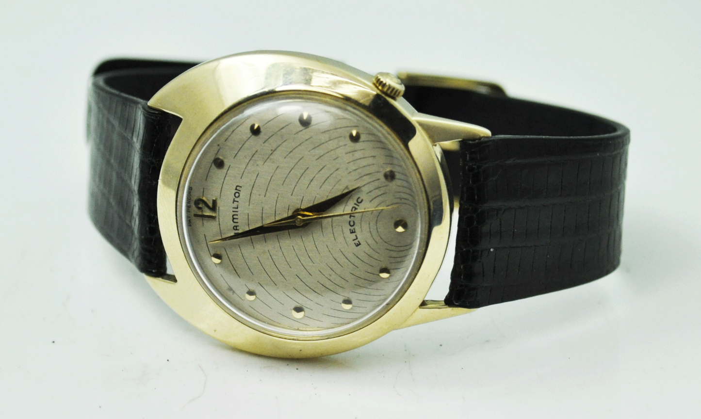 1950's Mens 14k Solid Yellow Gold Hamilton Electric Spectra 500 Spiral Dial 35mm
