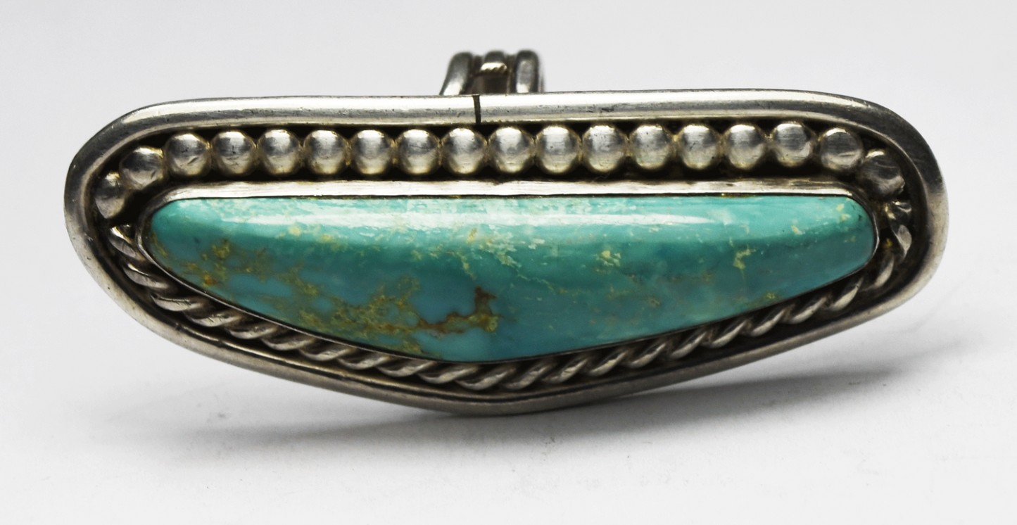 Sterling Silver Turquoise Elongated Long Boomerang Ring 57mm Size 7